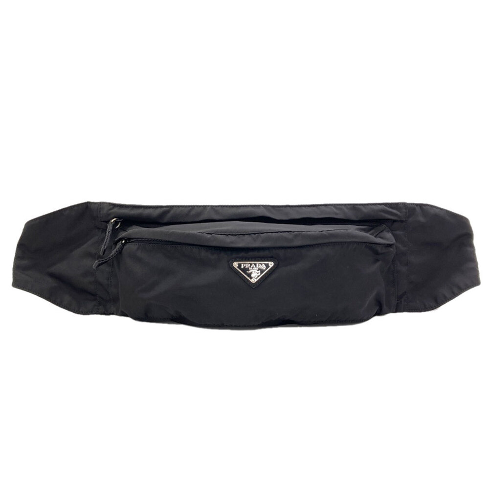 Prada logo hardware body bag, nylon material, women's.